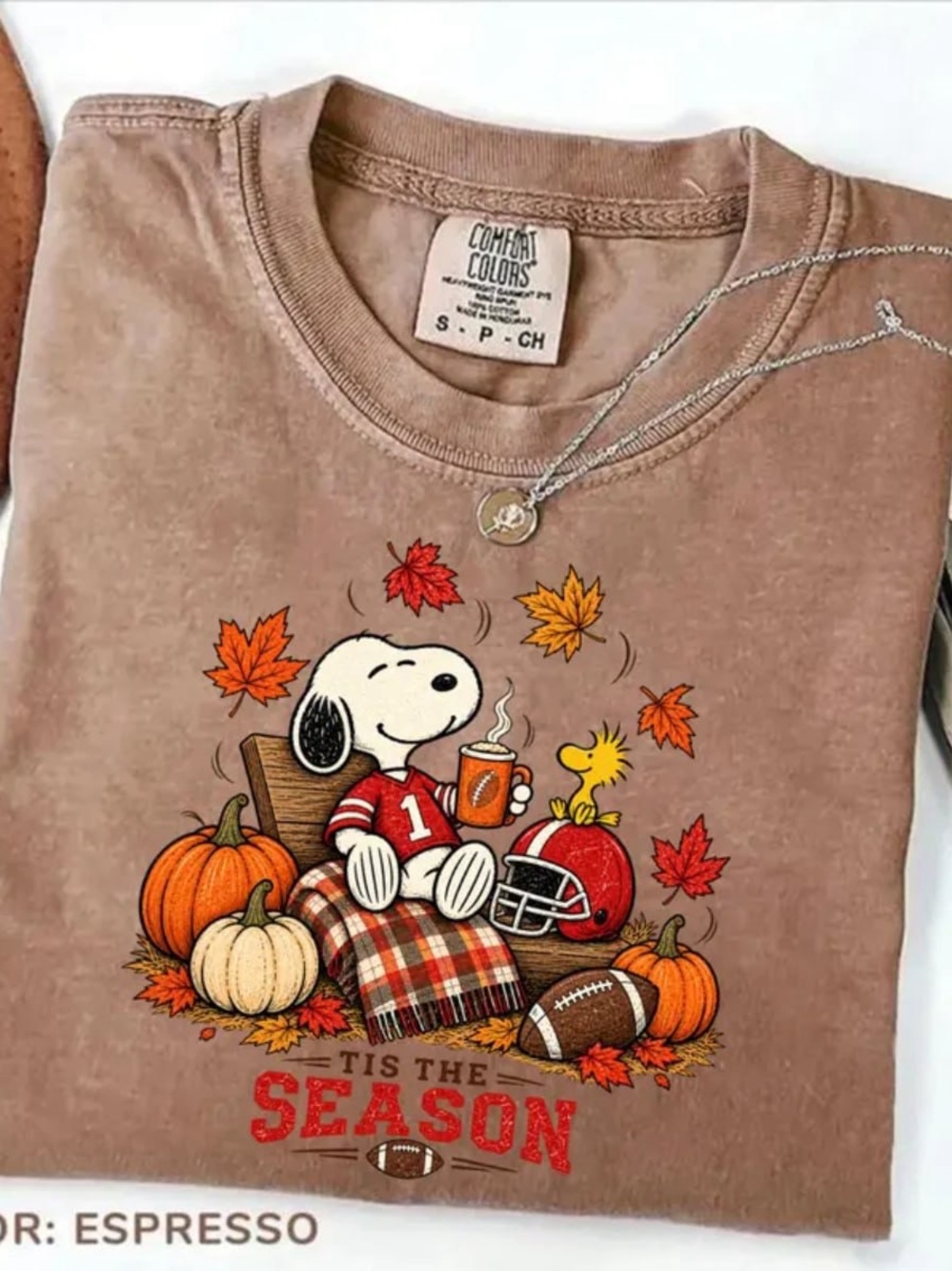 Comfort Colors Espresso Snoopy Tis The Season Fall Tee